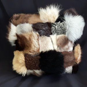 Patchwork Pillow. Repurposed Vintage Genuine Real Fur
